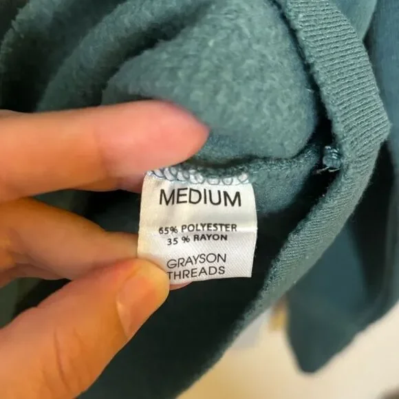 Grayson Threads Women’s Green Touchdown Cropped Pullover Hoodie Size Medium - Picture 5 of 7